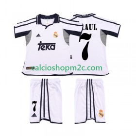 Real Madrid RAUL 7 2001 Retro Bambino Maglia Prima 2002 Manica Corta